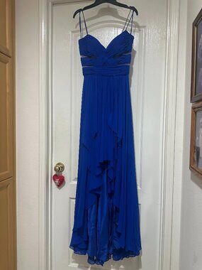 Cache 6 Blue Silk Chiffon Gown Dress Lined Women's Size 2